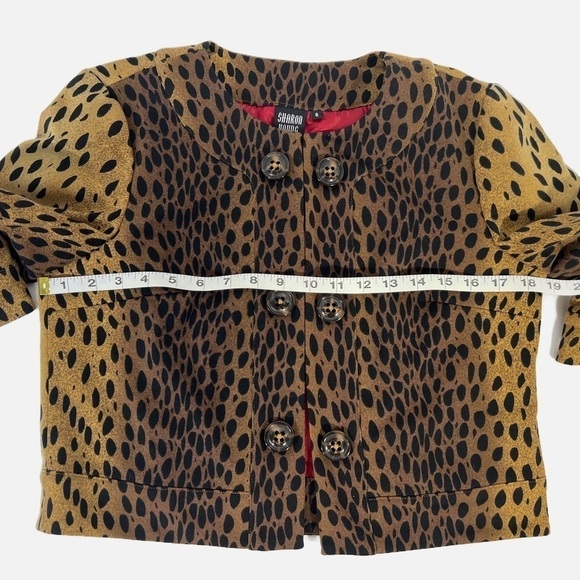 Sharon Young Open Front Leopard Print Cropped Jacket Womens size 6 - Picture 4 of 8